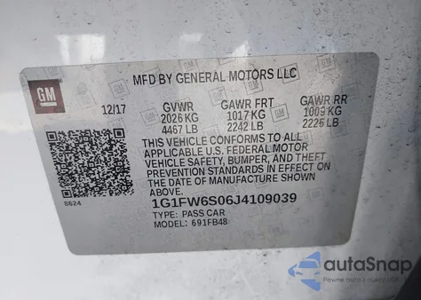 2018 Chevrolet Bolt Ev Lt из США, поврежденный, VIN 1G1FW6S06J4109039